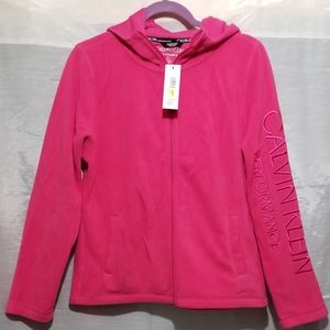 Calvin Klein Women's long Sleeve zip up hooded Sweatshirt Size Med color pink